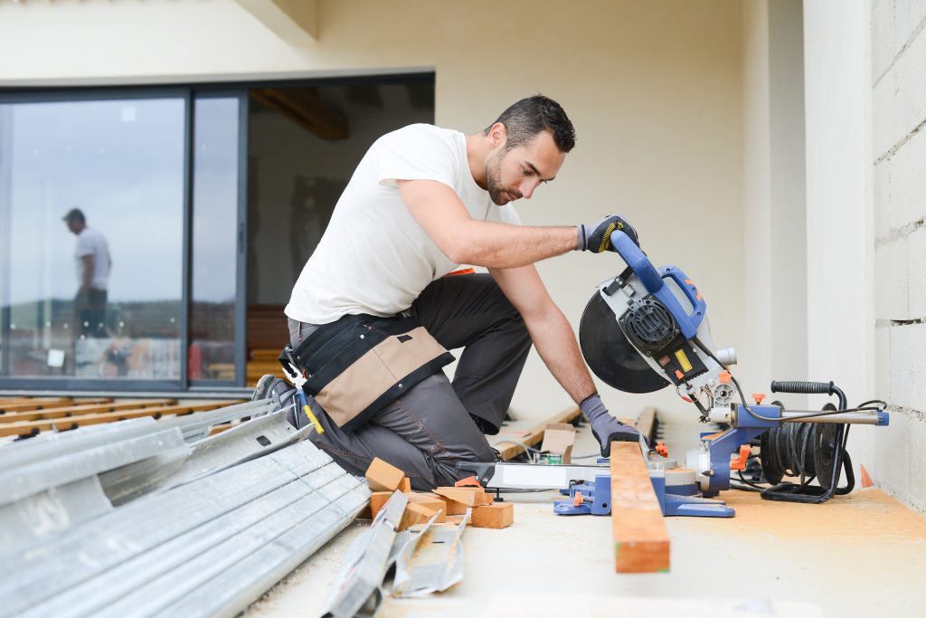 Contractor building a deck